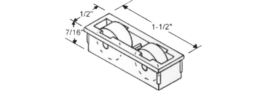 WRS Norandex Sliding Window Roller - Two 7/16" Brass Wheels