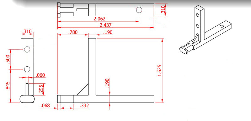 WRS 2-1/2" L Shaped Pivot Bar - Die Cast