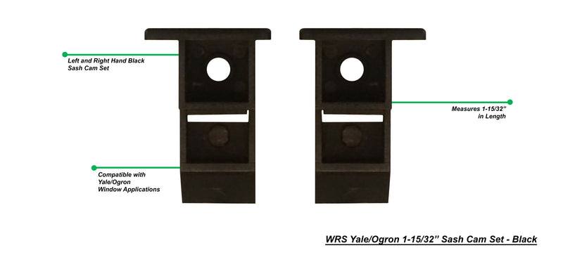 WRS Yale/Ogron 1-15/32" Left & Right Hand Sash Cam Set  -  Black