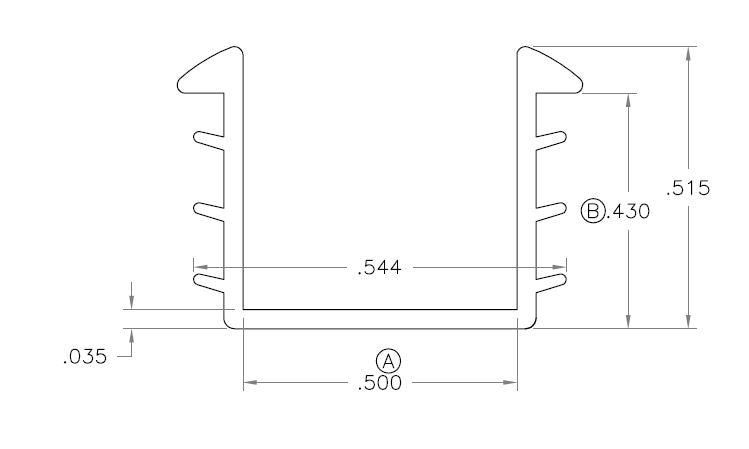 WRS Weather Stripping Glazing Channel for 1/2" Glass - 50ft Roll