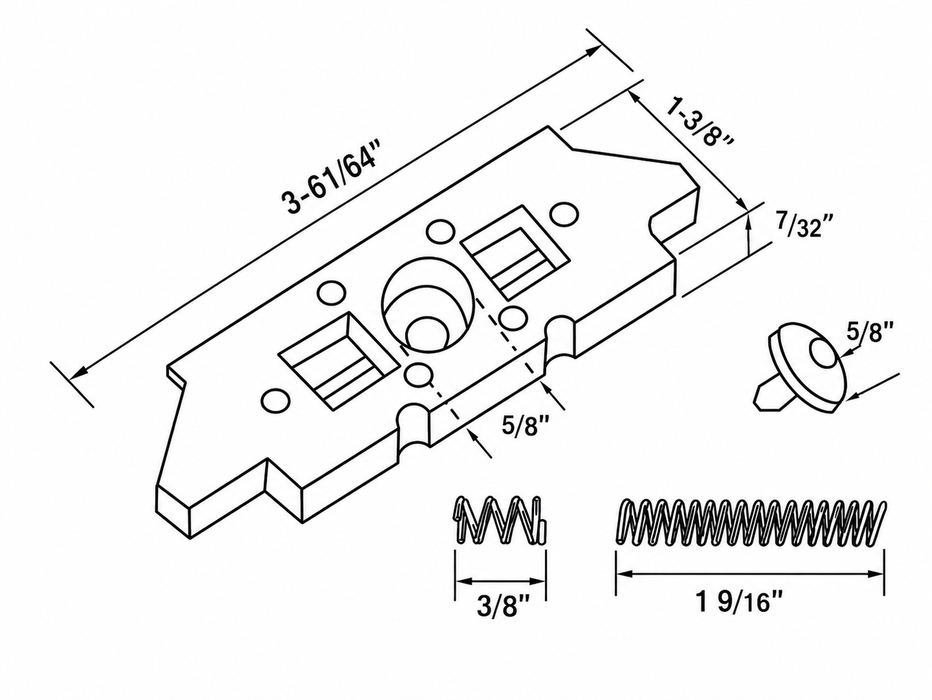 WRS Traco Series TR-9000 Black 4-Part Double Sided Tilt Latch - 3-3/32"