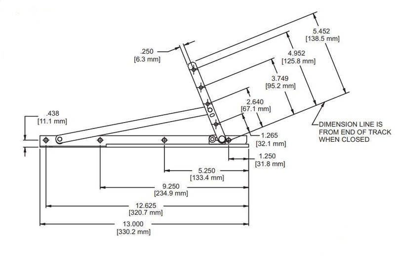 WRS Truth 13" Steel Concealed Maxim Egress Hinge  -  Lower Left Hand