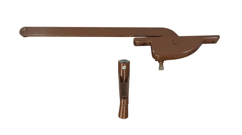 WRS 9" Left or Right Hand Face Mounted Casement Operator and Handle Set - Brown
