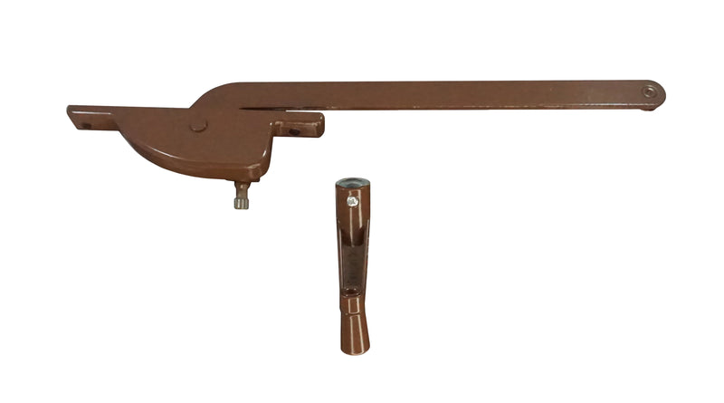 WRS 9" Left or Right Hand Face Mounted Casement Operator and Handle Set - Brown