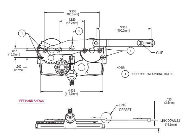 WRS Truth Hardware Right Hand Dyad Entrygard Operator  -  Offset Down