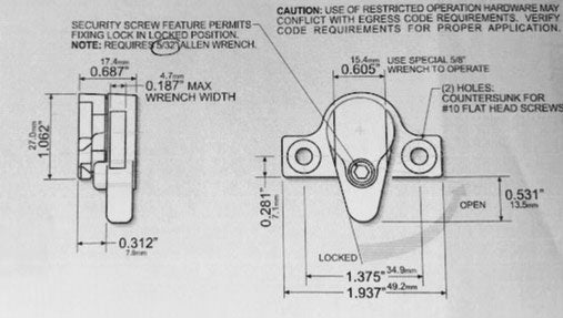 WRS Custodial Lock with 5/32" Set Screw - White Bronze