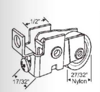 WRS Traco Patio Door Roller - 27/32" Concave Nylon Wheel