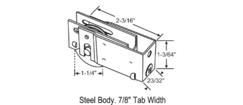 WRS Steel Patio Door Roller  -  1-1/4" Steel Wheel