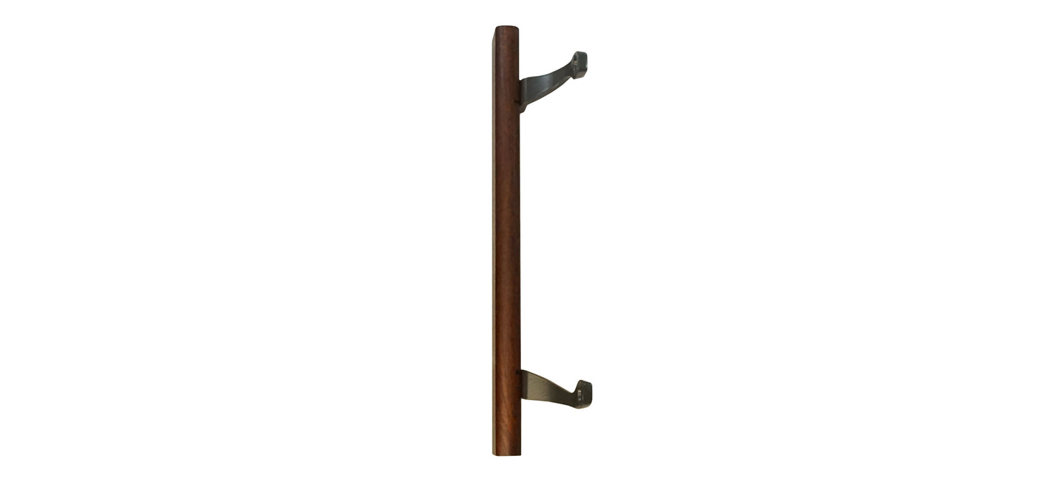 WRS Wooden Patio Door Handle with Black Mounting Brackets - 6-5/8"