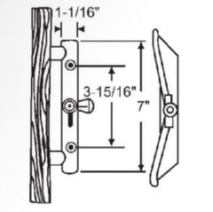 WRS Aluminum Patio Door Handle/Lock Set - Wooden Handle