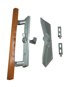 WRS Aluminum Patio Door Handle/Lock Set - Wooden Handle