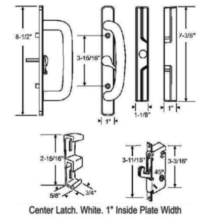 WRS Sliding  Glass Patio Door Handle Set with Lock - White