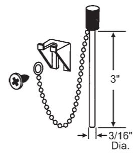 WRS 3" Patio Door Security Night Lock Pin - Metal