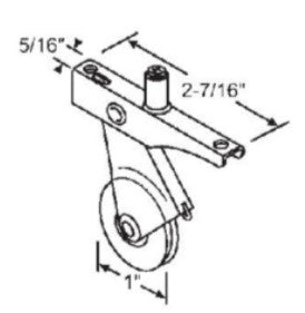 WRS 2-7/16" Patio Screen Door Roller - 1" Nylon Wheel