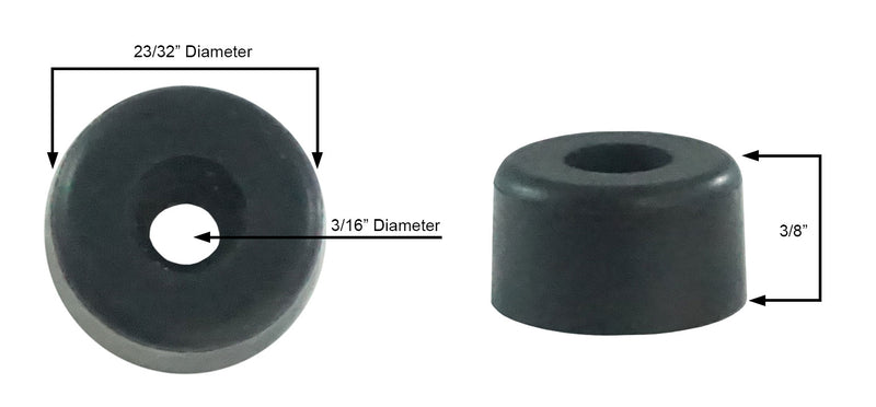 WRS 23/32" Round Rubber Bumper for Sash Stops  -  Black