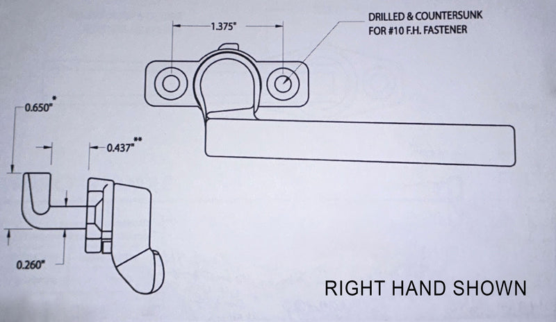 Project In Cam Handle - Left or Right Hand