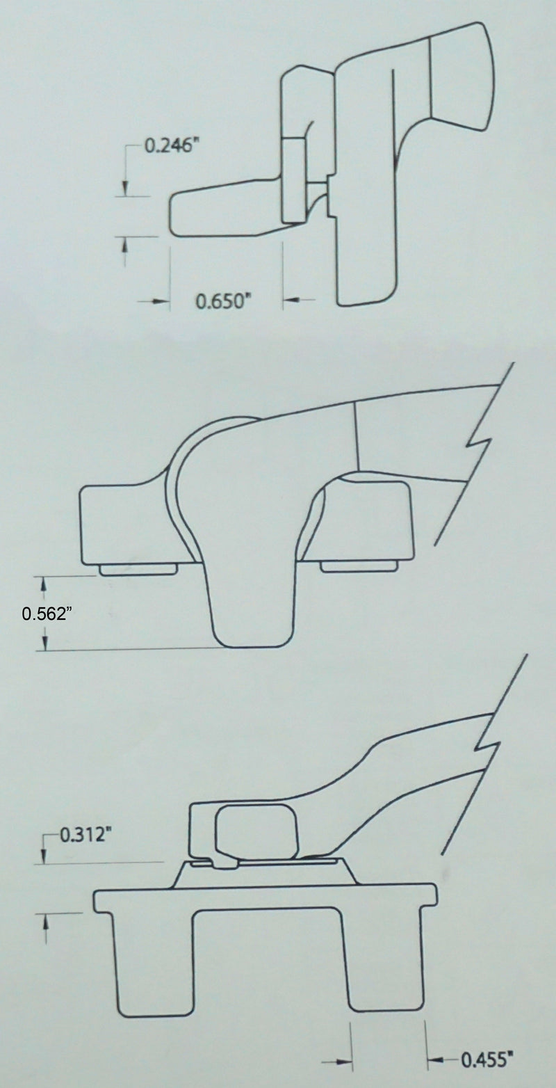 WRS Left Hand Angle Base Cam Handle - White Bronze