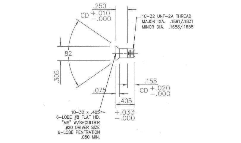 WRS Torx Head Tie Bar Screw  -  .405 Length, 10-32 Thread