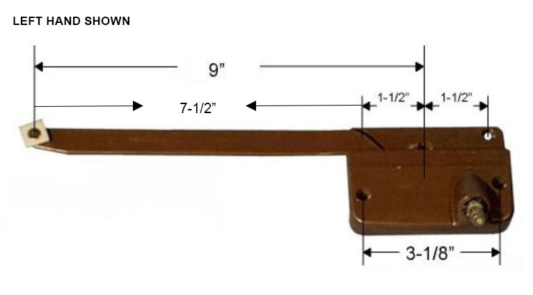 WRS Andersen Left or Right Hand Casement Operator - Bronze, 7-1/2" Arm