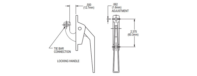 WRS Truth Chestnut Bronze Lower Locking Casement Handle for Tie Bar Applications - 1/2"