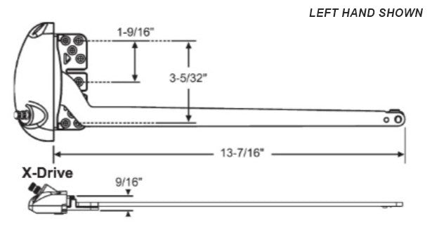 WRS Roto Right Hand Sill Mounted Casement 13-7/16" Single Arm Operator for Vinyl Windows - White