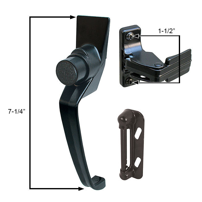 WRS Push Button Storm Door Latch Assembly  -  Black