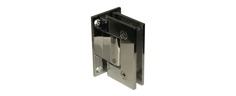 WRS Adjustable Wall Mount Shower Hinge with Full Back Plate/Gaskets - Polished Chrome