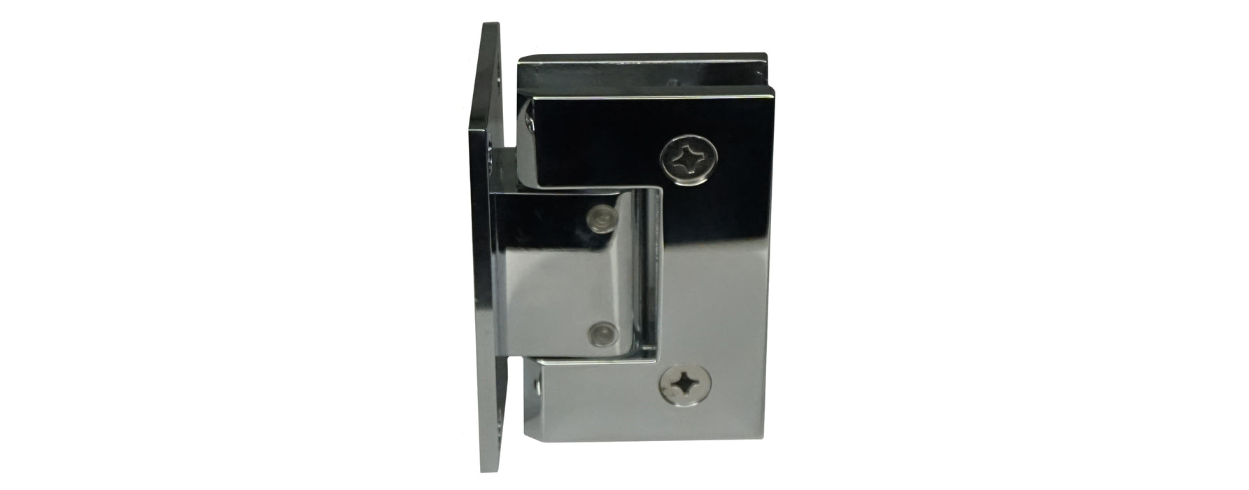 WRS Adjustable Wall Mount Shower Hinge with Full Back Plate/Gaskets - Polished Chrome