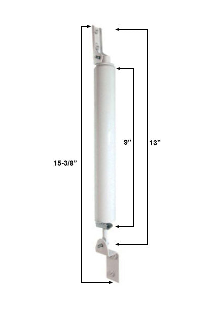 WRS 9" White Pneumatic Screen Door Closer - Light Duty