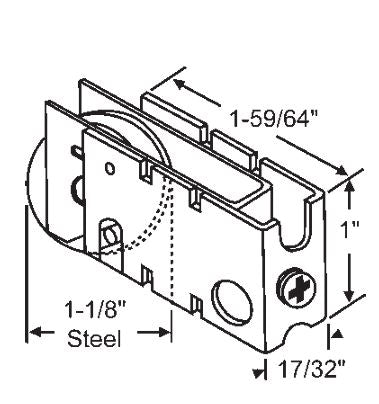 WRS 1-1/8" Steel Patio Sliding Glass Door Roller