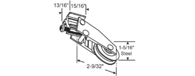 WRS Crossly Patio Door Roller  -  1-5/16" Steel Wheel