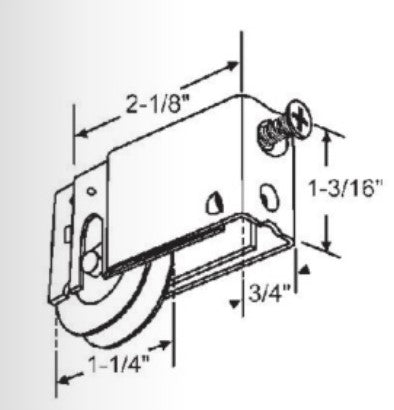 WRS Mark II Patio Door Roller - 1-1/4" Steel Wheel
