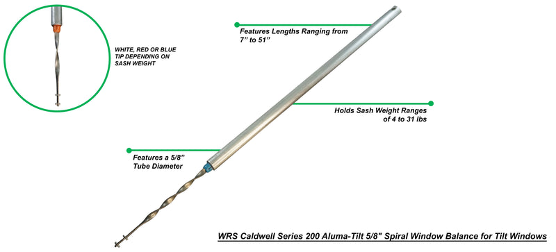 WRS Caldwell Series 200 Aluma-Tilt 5/8" Spiral Window Balance for Tilt Windows