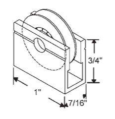 WRS 3/4" Sliding Window Roller Assembly - Metal Housing, 7/8" Nylon Roller Wheel