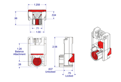 01-24 Diagram of WRS .625" x 1.287" Pivot Lock Shoe with Red Cam