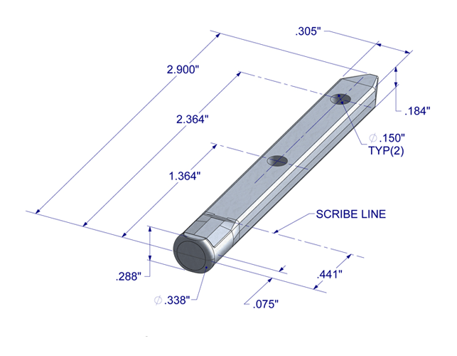 01-416 Diagram of WRS 3" Round Head Pivot Bar