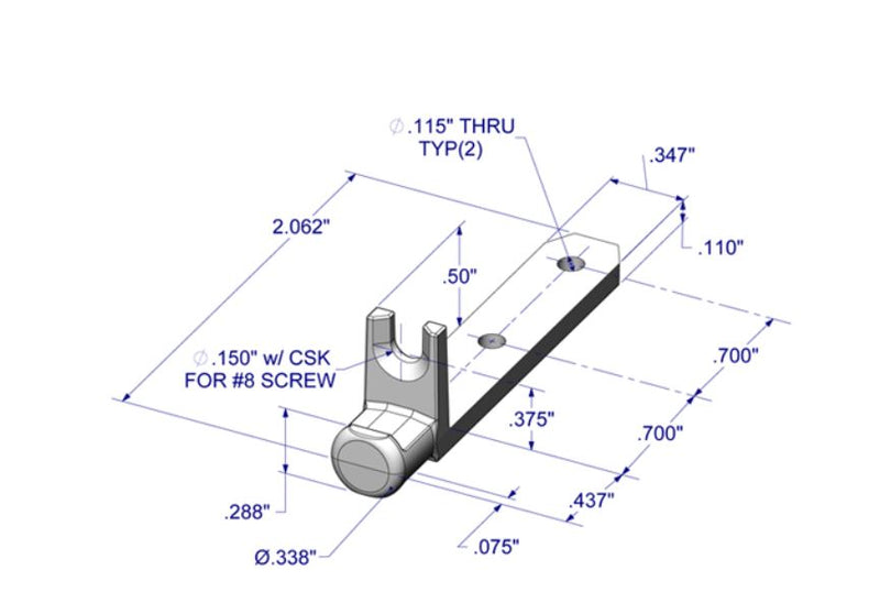 WRS 2-1/16" Pivot Bar for 37 Series Constant Force Coil Spring Balances - New Style