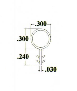 013-39-01 WRS Kerf Mounted Bulb Seal Weather Stripping Diagram