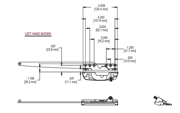 WRS Truth Left Hand Encore Dual Arm Window Operator - Sill Mount, Low Profile Replacement