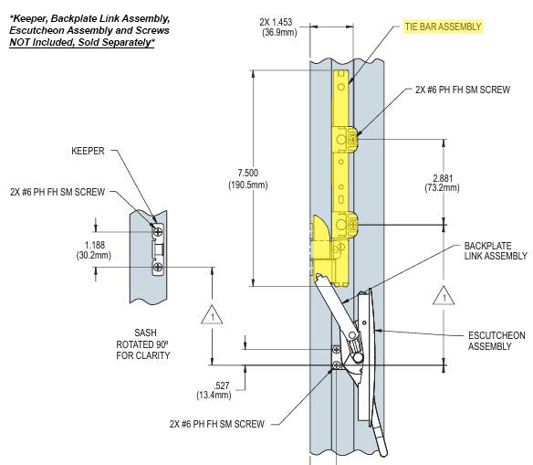 Type Bar Assembly WRS Truth Tie Bar Assembly - Right Hand – Window Hardware Direct