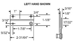 WRS Truth Hardware Steel Awning/Casement Operator Stud Bracket - Left or Right Hand