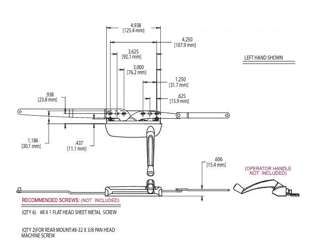 WRS Truth Hardware Left Hand Maxim Dual Arm Operator - White or Beige