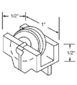 WRS 1" Roller & Housing - White, Flat Wheel