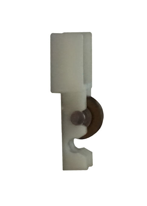 WRS 1-3/4" Sliding Window Roller & Housing - White Nylon, Brass-Coated Metal
