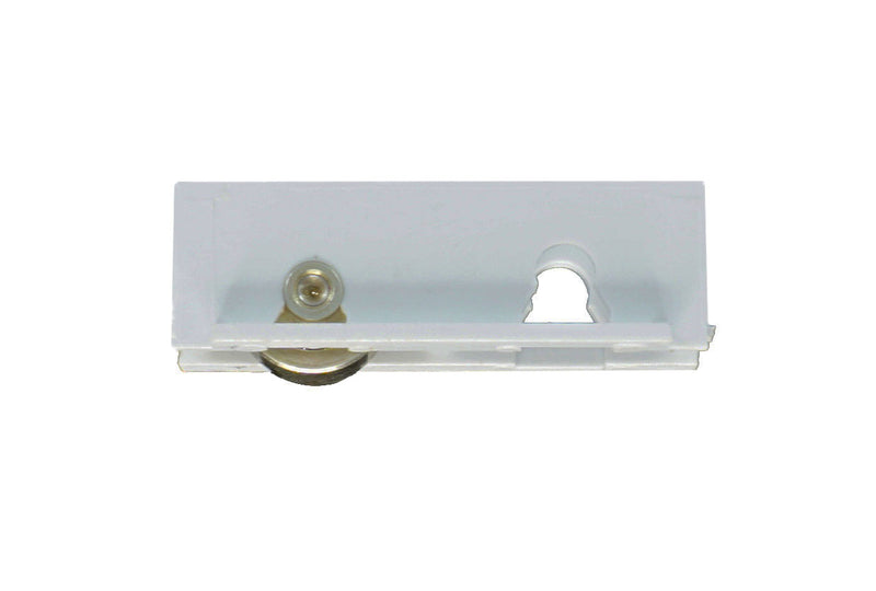 WRS 1-3/4" Sliding Window Roller & Housing - White Nylon, Brass-Coated Metal