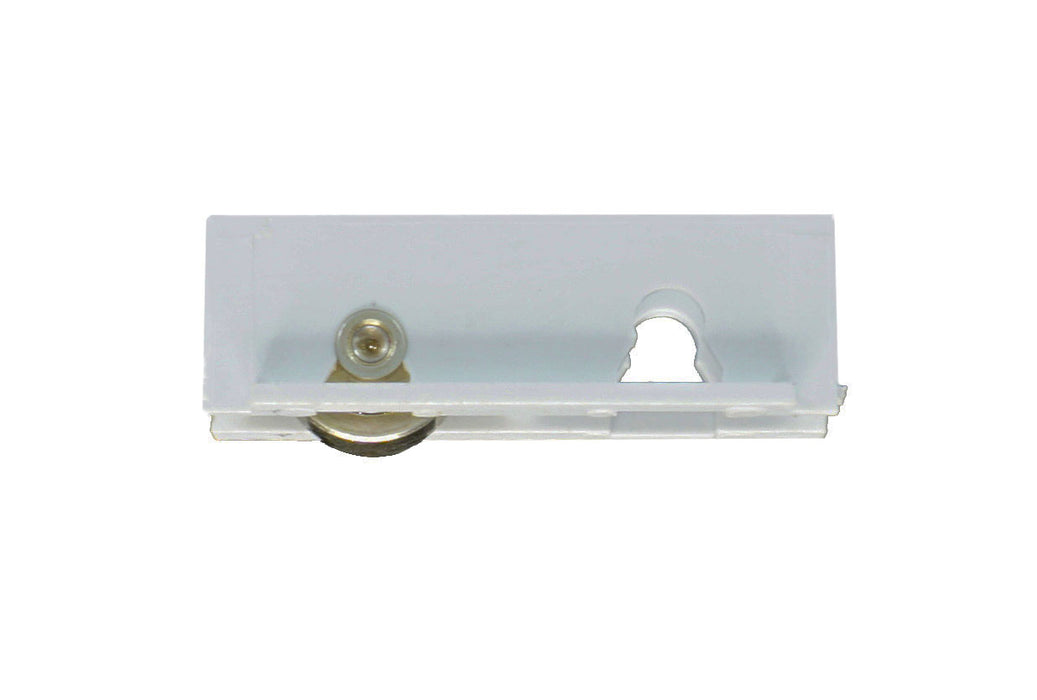 WRS 1-3/4" Sliding Window Roller & Housing - White Nylon, Brass-Coated Metal