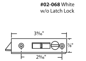 02-068 WRS White 2-9/16" Tilt Latch Set Diagram