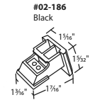 02-186 WRS 1-7/16" x 1-5/16" Black Sash Cam Diagram