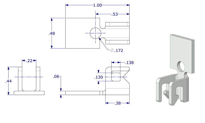 02-6501 WRS 1" x 15/32" Stamped Steel Balance Bracket Diagram