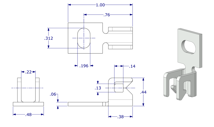 02-6503 WRS 1" Stamped Steel Balance Bracket Diagram